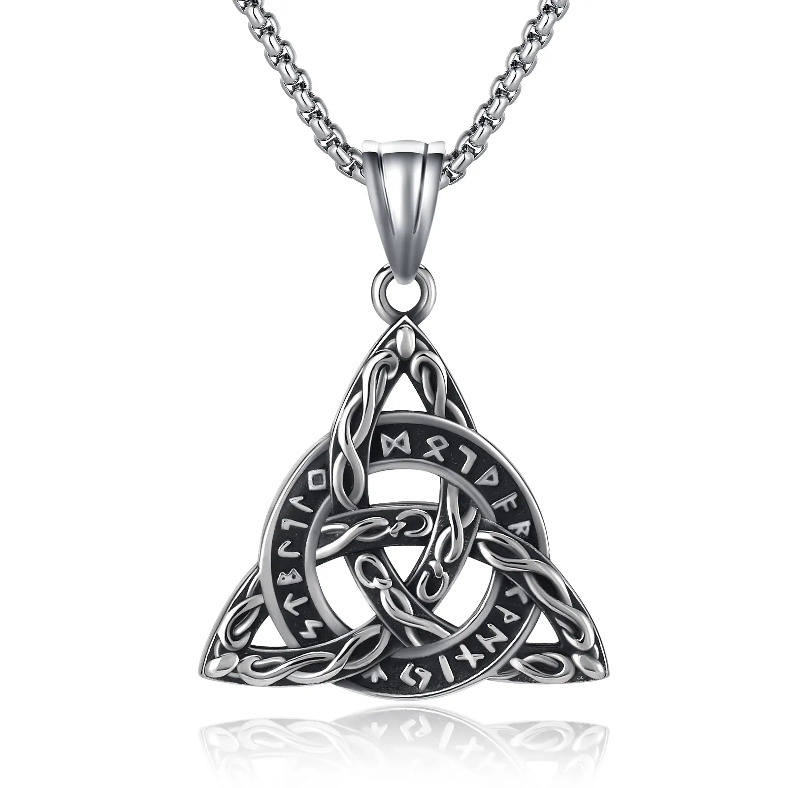 IXLUCK Celtic Trinity Knot Triquetra Necklace for Women, Premium Hypoallergenic SS Jewelry - Strong & Skin-Friendly, Safe for Sensitive Skin, Retro Symbol Pendant, Unisex Gift for Anniversaries, Daily Wear