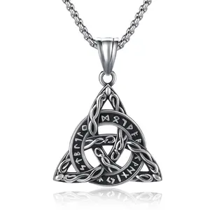 ixluck Trinity Knot Necklace Celtic Knot Amulet Pendant Jewelry for Women Men Triquetra Hypoallergenic