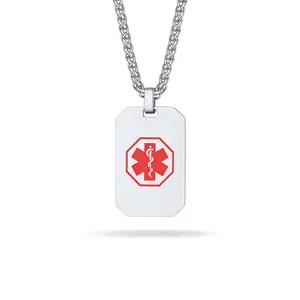 PROSTEEL Octagon Medical Pendant Necklace Stainless Steel Emergency Necklaces Jewelry Unisex For Men Women with Gift Box