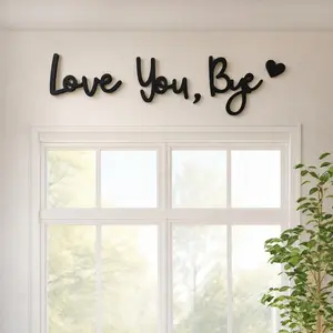 Wooden Love You Bye Sign Home Decor - Boho Farmhouse Wall Art Decor for Stylish Living Room, Hallway Entryway, Wall Decor Door Sign Gift Family Lovers