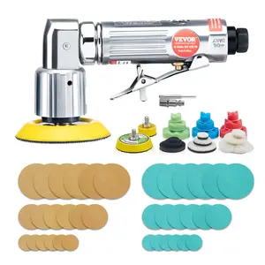 VEVOR 1/2/3 Inch Random Orbital Air Sander, High-Speed 15000RPM Mini Pneumatic Sander for Auto Body Work, 58PCS Air Powered Sander Kit with Sandpapers, Wool Pad, Wavy Sponges