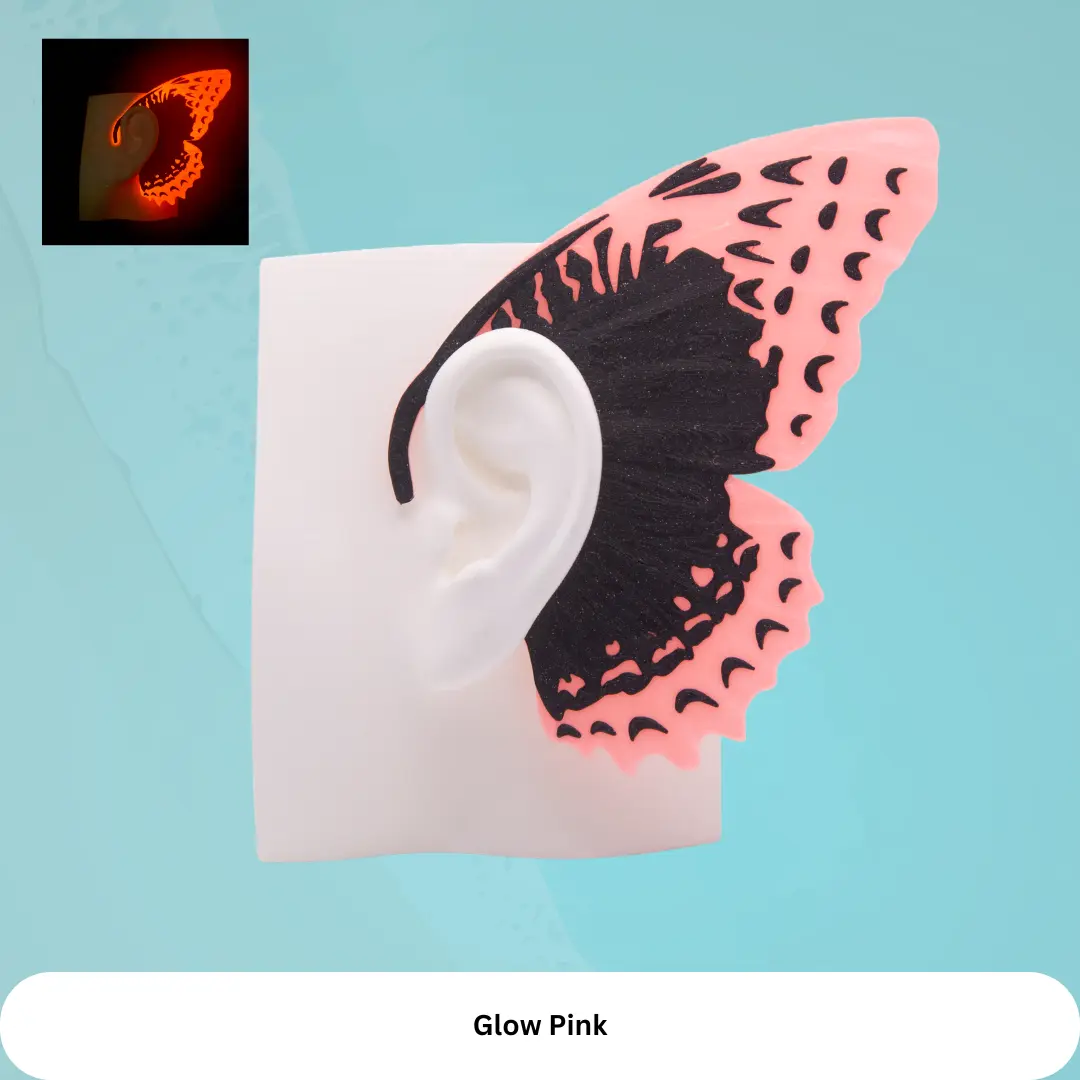 Glow Butterfly Ear Cuffs(Set of 2): Fantasy Cosplay Jewelry, No Piercing