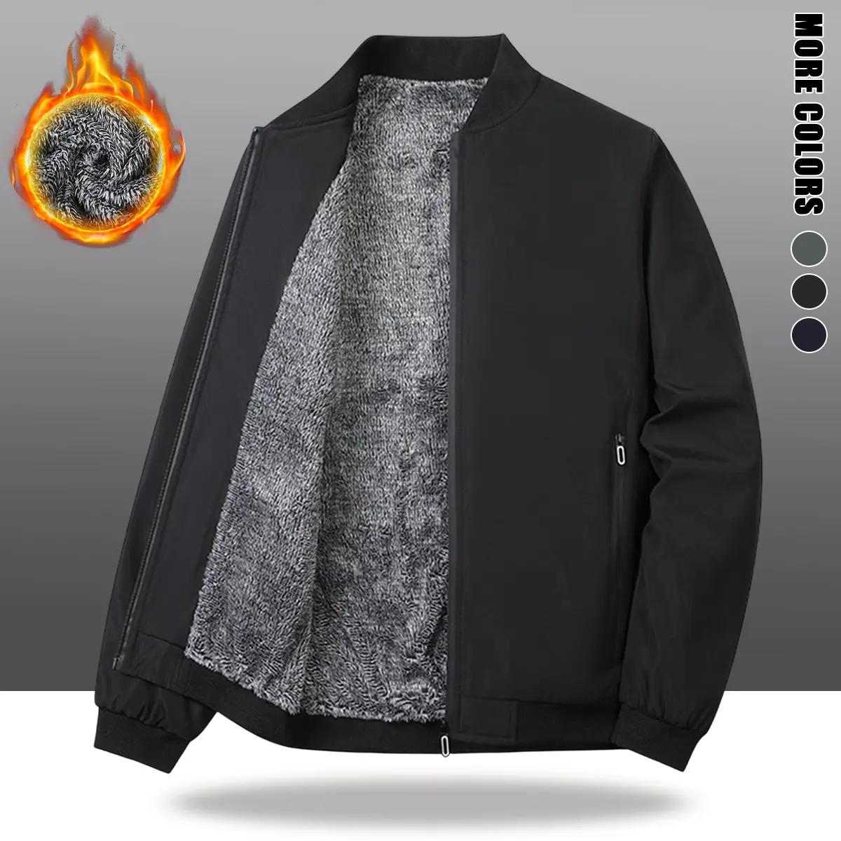 Purebeat Men's Bomber Jacket - Pilot-Style Polyester Fleece-Lined Pull-On Casual Outerwear, Non-Stretch Comfortable Fit for Fall & Winter Warm Everyday Layer