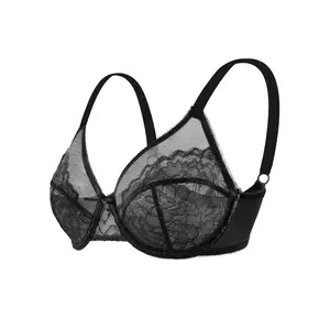 [SALE]Enchante Floral Lace Plus Size Minimizer Bra - Breathable Mesh Cup Full Coverage Underwire for Curvy Women, Minimalist & Basic Bridal Lingerie Womenswear Skin Color