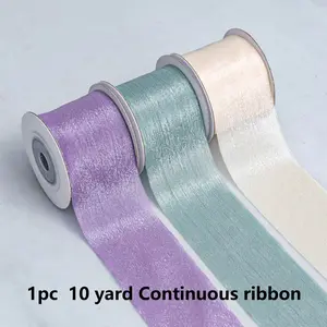 Organza Sheer Continuous Ribbon 1 inch x 10 Yards - Light Chiffon Tulle Clear Fabric for Gift Wrapping, Christmas, Wedding, Flower Bouquet, Hair Bows, Crafts, Elegant Packaging