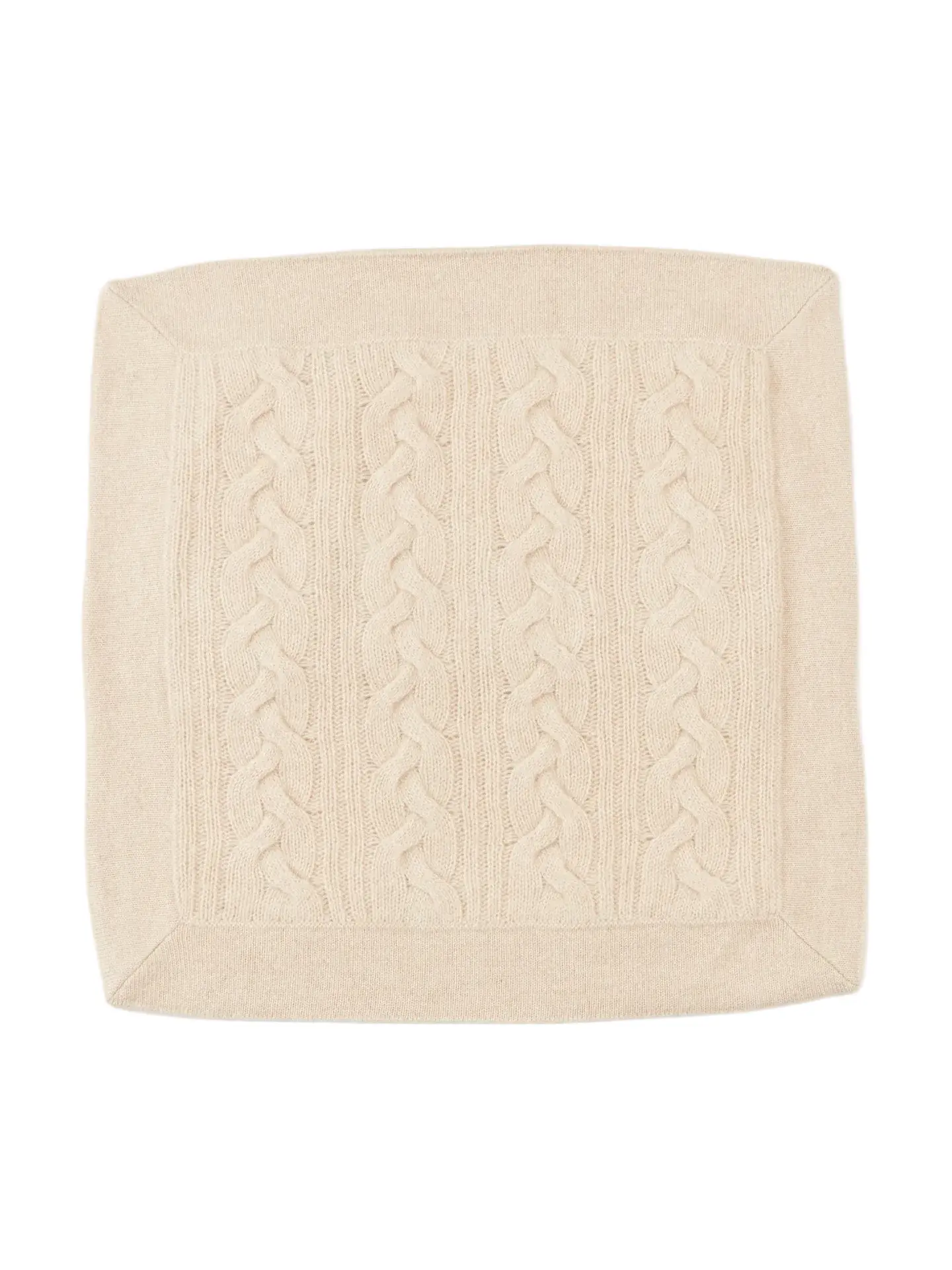 100% Natural Organic Untreated Cashmere Fiber Cable Knit Square Seat Cushion Cover - All Seasons Home Sofa Decor Pillow Cover with Jersey Stitch, Mongolian Roots, Harmonious Affinity