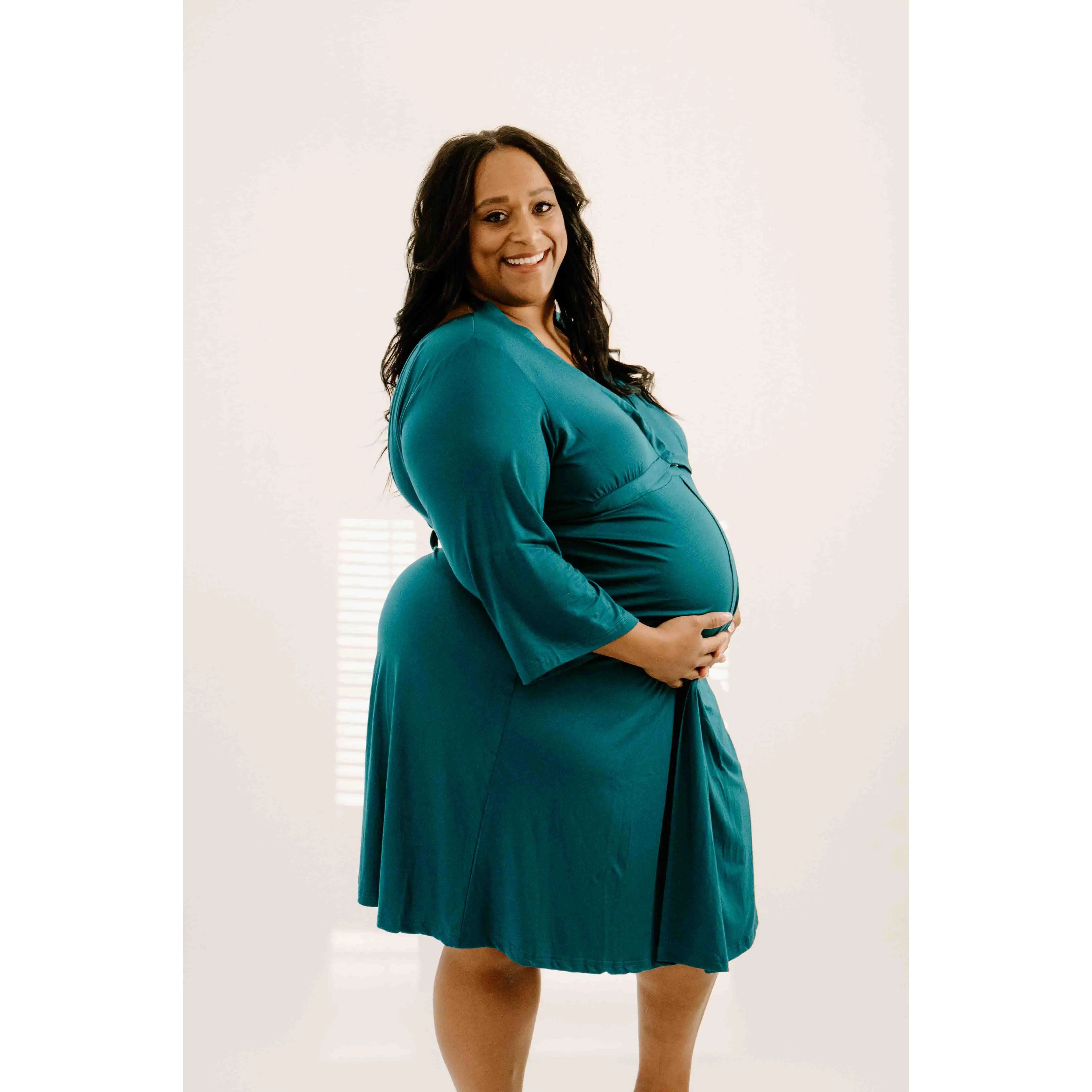 Lila Labor & Postpartum Gown in Deep Teal