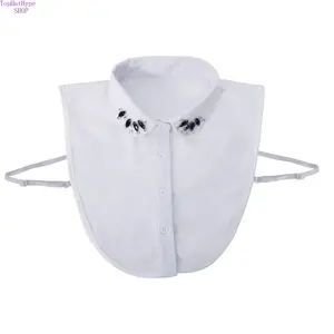 Women’s Spring Summer Chiffon Pointed False Collar, Korean‑Inspired Rhinestone Beaded Decorative Fake Shirt Collar, Soft Lightweight Versatile Layering Accessory, Ideal for Daily Outfit Styling and Casual Base Layer Matching