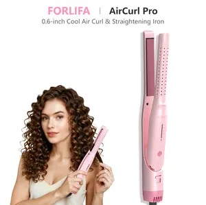 FORLIFA-AirCurl Pro: 0.6-inch Cool Air Curl & Straightening Iron, 5 Temperature Settings & 30-Minute Auto Shut-Off Adjustable Curling Wand, Curler,Summervibes
