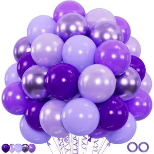 100 count  Balloon Set | 12-Inch Metallic Chrome, , Lavender Lilac & Light  Balloons for Birthdays, Weddings,  Bridal Showers & Princess Parties