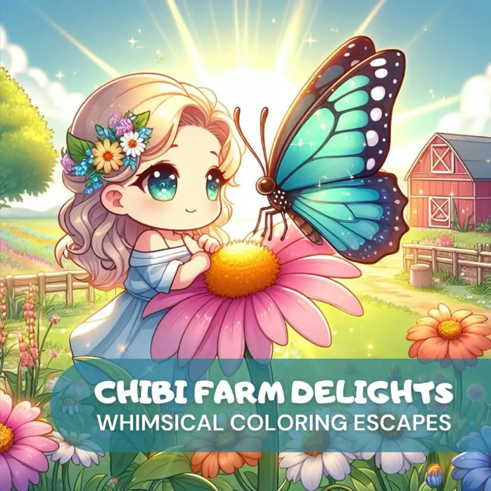 Chibi Farm Delights: Whimsical Coloring Escapes: Fun and relaxing kawaii coloring book for kids, teens, and adults.