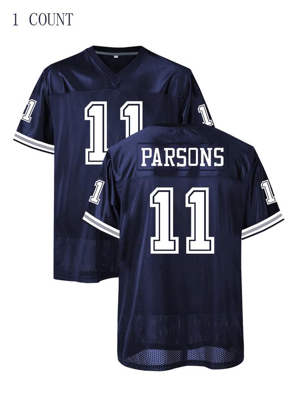 Men's American Football Jersey - Breathable Athletic Top, Embroidered, V-Neck, Short Sleeve, Loose Fit for Casual, Streetwear & Sports Activities