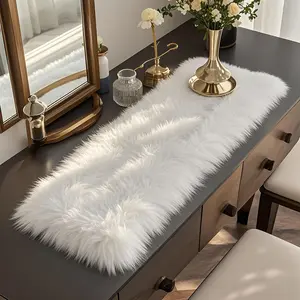 Faux  Table Runner,Table Runner for Soft Luxury Winter Decor Xmas White Decorations,Party Birthday Dresser  Cover Coffee Table Runners(White, 12x35 inches)
