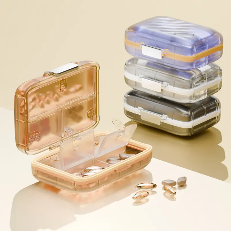 Small Pill Box Portable One Week Organizer Mini Medicine Pill Box Sealed Pill Box Travel Pill Organizer Portable Daily Pill Box for Vitamins and Supplements