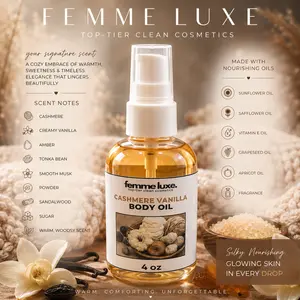 Cashmere Vanilla Body Oil - Yummy 4 oz Fragrance Body Oil for Skin Care