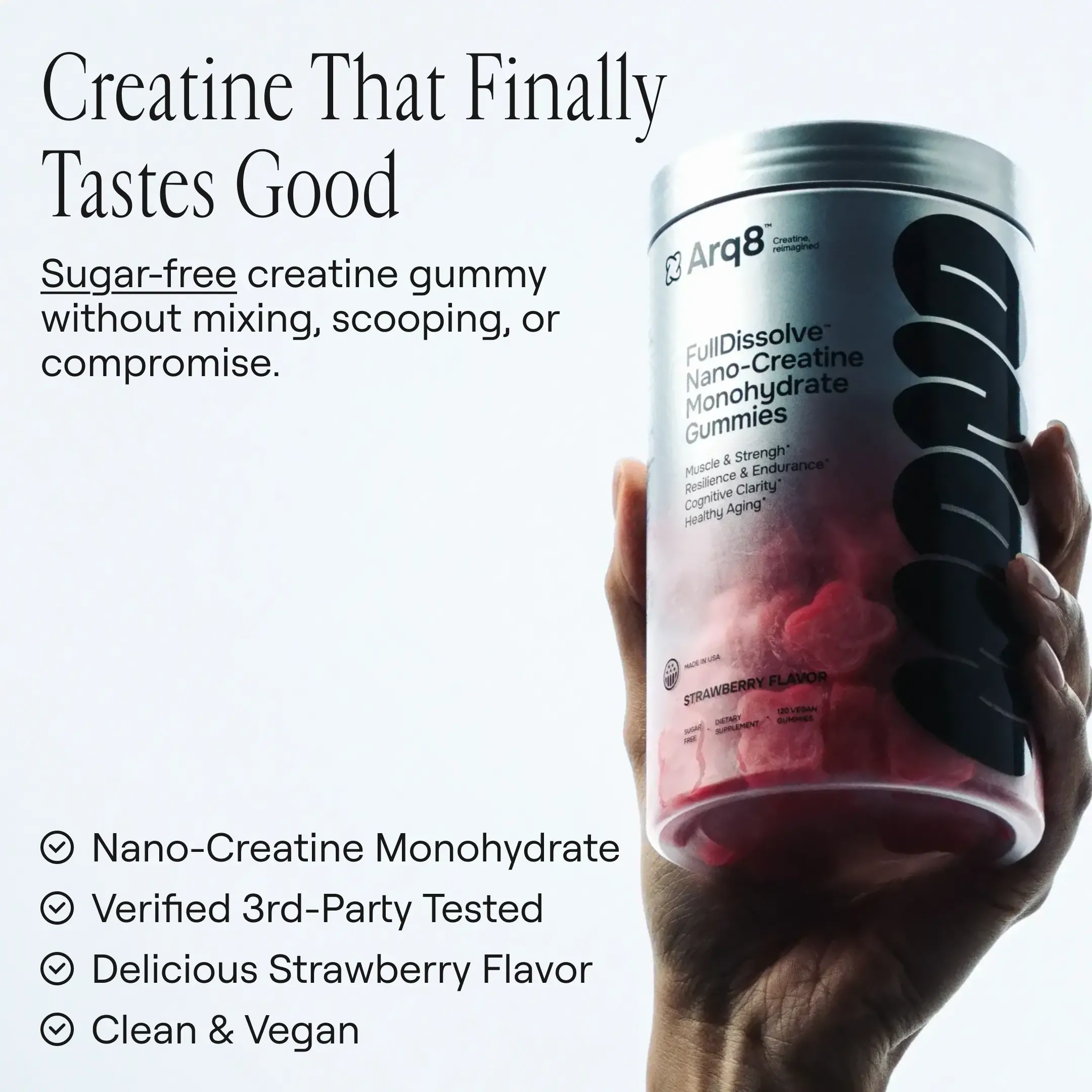 Arq8 FullDissolve Nano-Creatine Gummies, Smooth Muscle Support Fitness Supplement