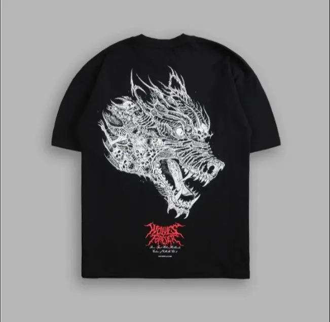 Darc Sport Valhalla Hesh Wolf Oversized Tee in Black | Vintage Gym Shirt | Bodybuilding Graphic T-Shirt for Men