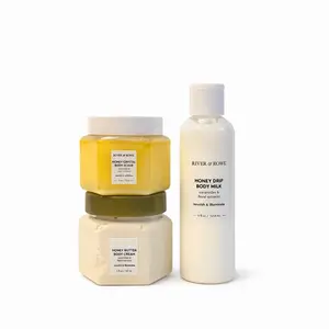 River & Rowe Honey Crystal Body Scrub, Honey Drip Body Milk, Honey Butter Body Cream - Nourish & Illuminate Set