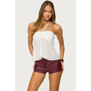 Sheer Chiffon Babydoll Halter Top