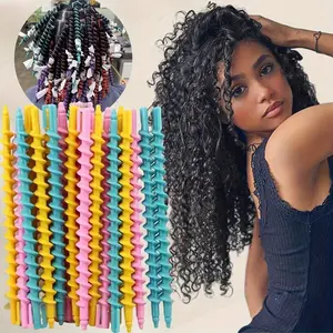 1 Pack (about 20 Pcs) Hair Curling Rods, Spiral Hair Perm Rollers, DIY Hairdressing Styling Tools, No Heat Spiral Curls, Heatless Hair Curlers, Accessories