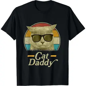 Retro Cat Daddy 80s 90s Style Sunglasses T-Shirt