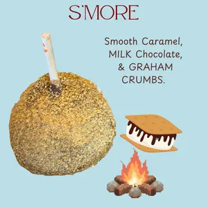Copperpot Caramel Co Caramel Apple Smore Chocolate and graham Large Crisp Granny Smith Apple Handcrafted with Copper Pot Caramel Milk Chocolate & Graham Crumbs