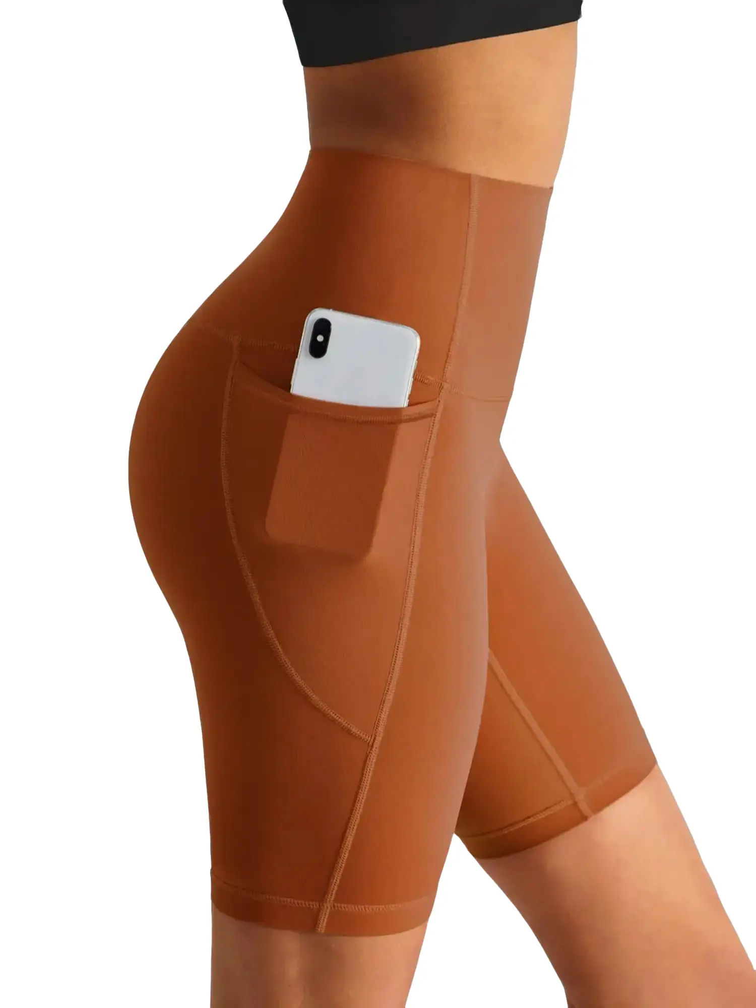 Women's Solid Simple Basic Minimalist High Waist Sports Shorts, Summer Clothes Women, Pocket Design Quick Drying Breathable Comfortable Yoga Short Leg