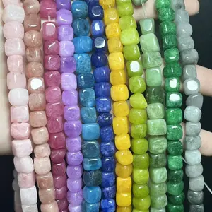 8 mm natural stone beads, available in multiple colors; square sugar/cube bead strands for DIY jewelry making accessories. Suitable for single-row or mixed color combinations; ideal materials for bracelets, necklaces, and other hand accessories.