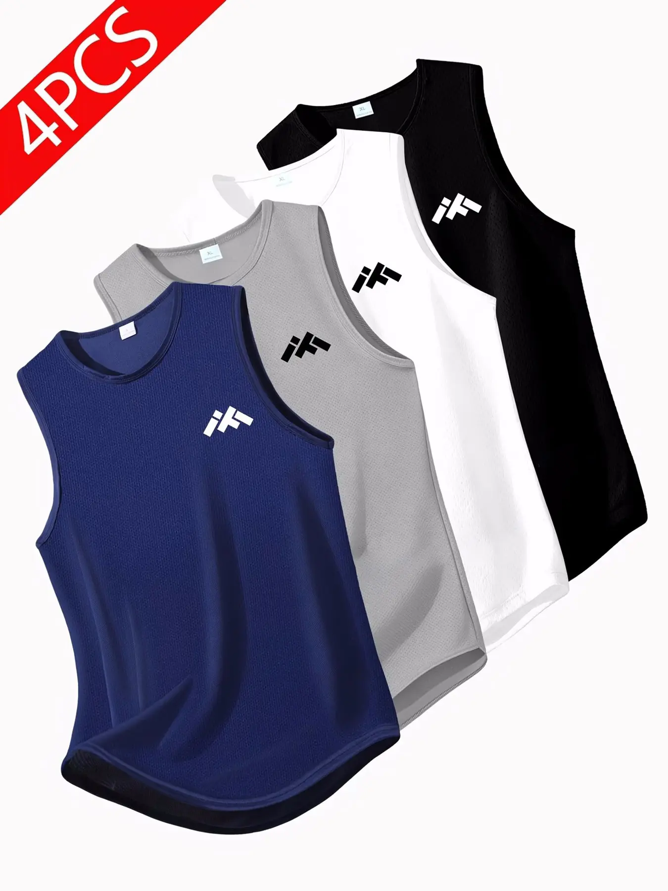 4-Pack Men's Moisture Wicking Mesh Tank Tops, Quick Dry Athletic Sleeveless Shirts for Running, Basketball and Fitness