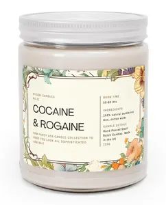 [Sale Up To 35%] Cocaine and Rogaine Funny Scented Candle, Humorous Midlife Crisis Gift for Him, Sarcastic Best Friend Birthday Decor, Natural Soy Wax Home Fragrance Artwork
