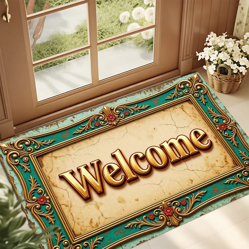 Indoor Floor Mat - Easy-to-Clean, Absorbent, Non-Slip Decorative Mat for Guest Bathrooms, Farmhouse-Style Home Decor #GlobalSelection