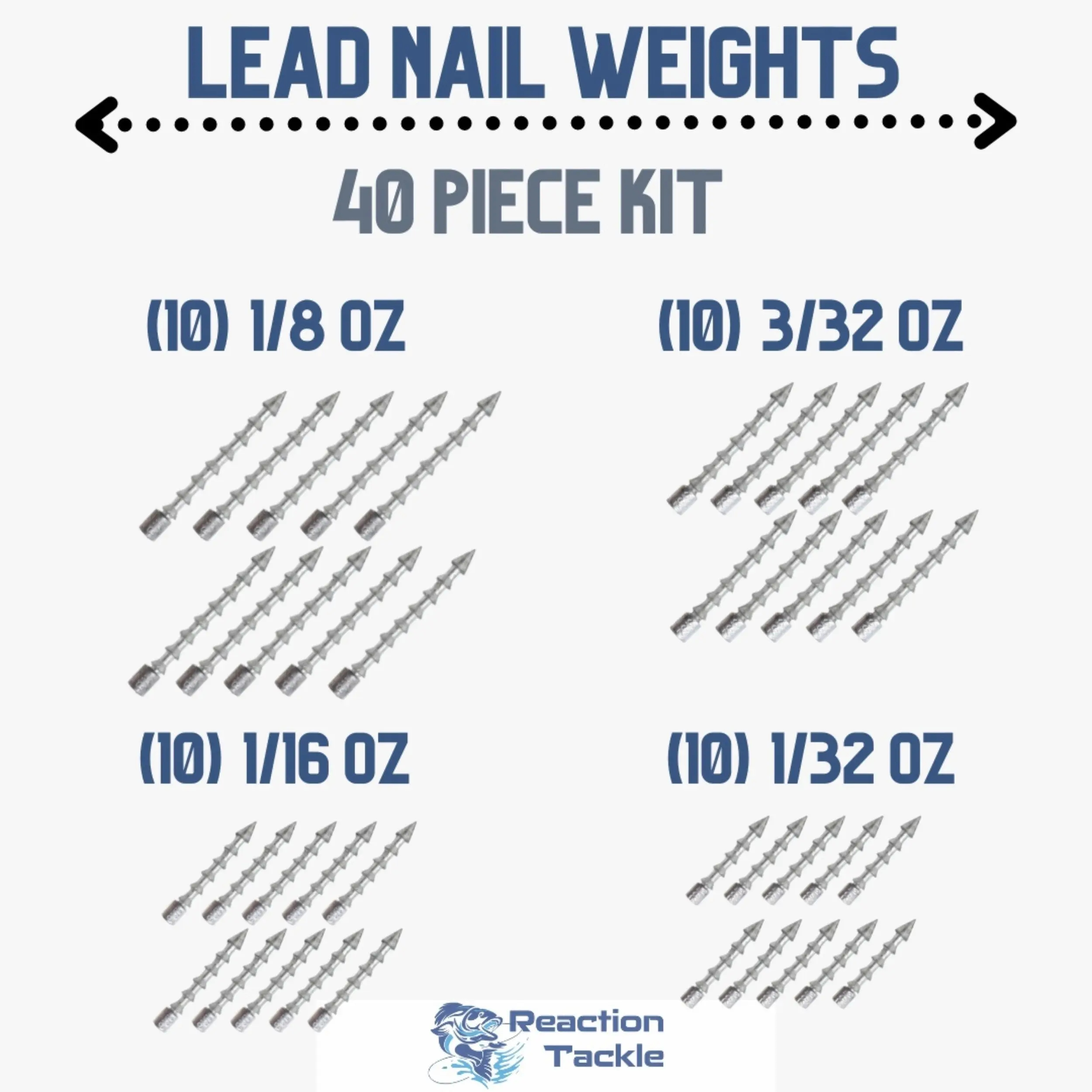 40 piece kit (10ea 1/8, 1/32, 1/16, 3/32)