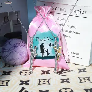 Hugging Children Mom Necklace – Mother & Kids Pendant Jewelry Gift for Mom from Son Daughter, Meaningful Family Love Keepsake, Mother’s Day Gift Set with Gift Bag, Birthday Christmas Gift for Mom Women