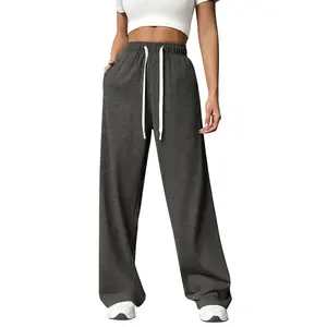 Women's Lightweight Wide Leg Sweatpants Y2K Style Drawstring Loose Fit Lounge Bottoms