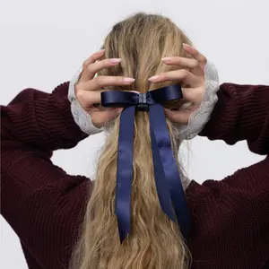 DAFNI KLIX - THE BOW - Blue - Navy Blue Bow with Strong Magnetic Hold, No Slipping, Endless Iconic Hairstyles with bows