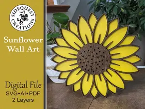 Sunflower Wall Art Digital Laser Cut File Glowforge