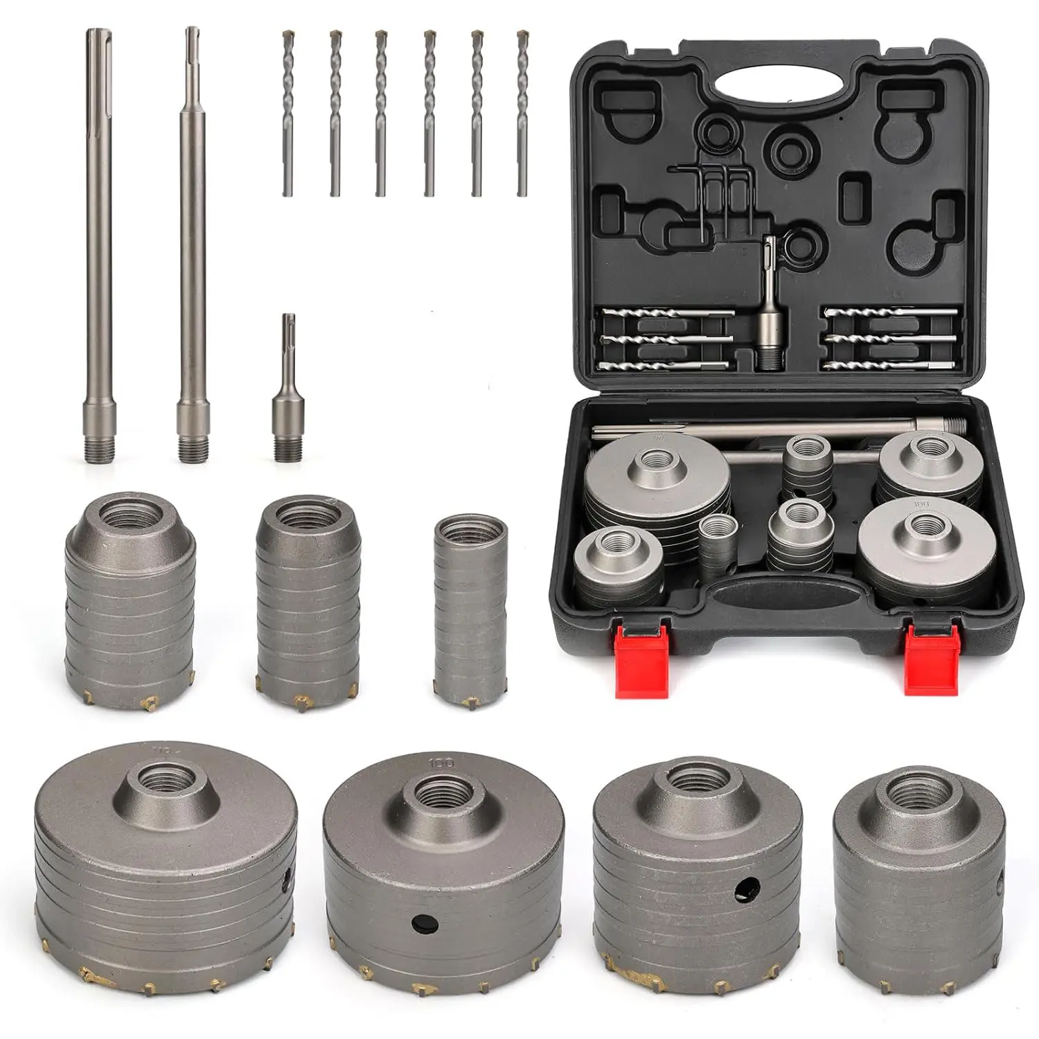 Concrete Hole Saw Kit with SDS Plus & Max Shank 16PCS, Cement Hole Saw Set for Concrete Cement Brick Stone Wall