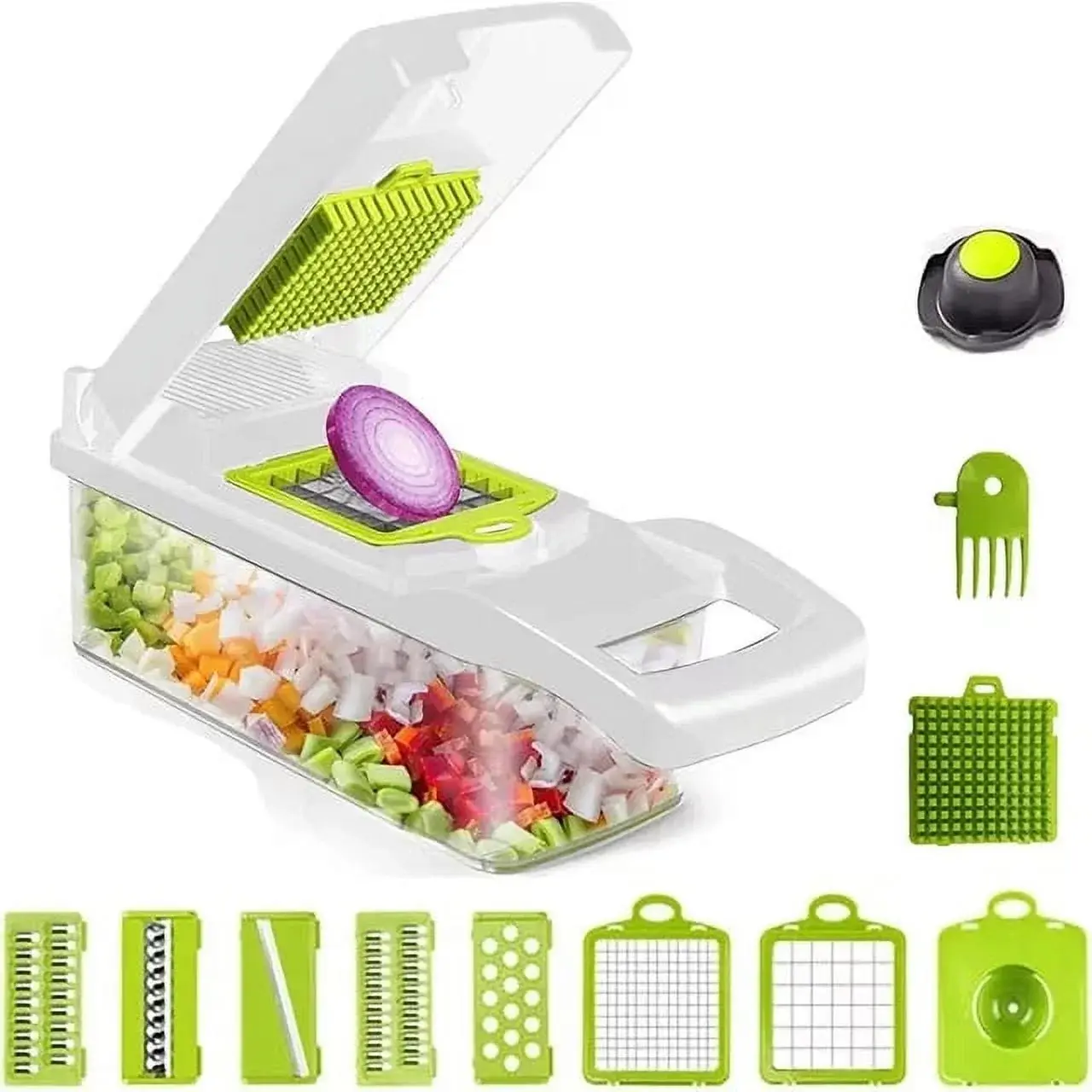 Generalia Stainless Steel Food Chopper, Small Vegetable Slicer, White