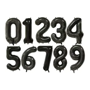 40 inch Black Giant Number Foil Balloon Huge Helium Floating Balloons for Birthday Aniversary Baby Shower New Year Sweet 16 18 21 Dirty 30 Decoration