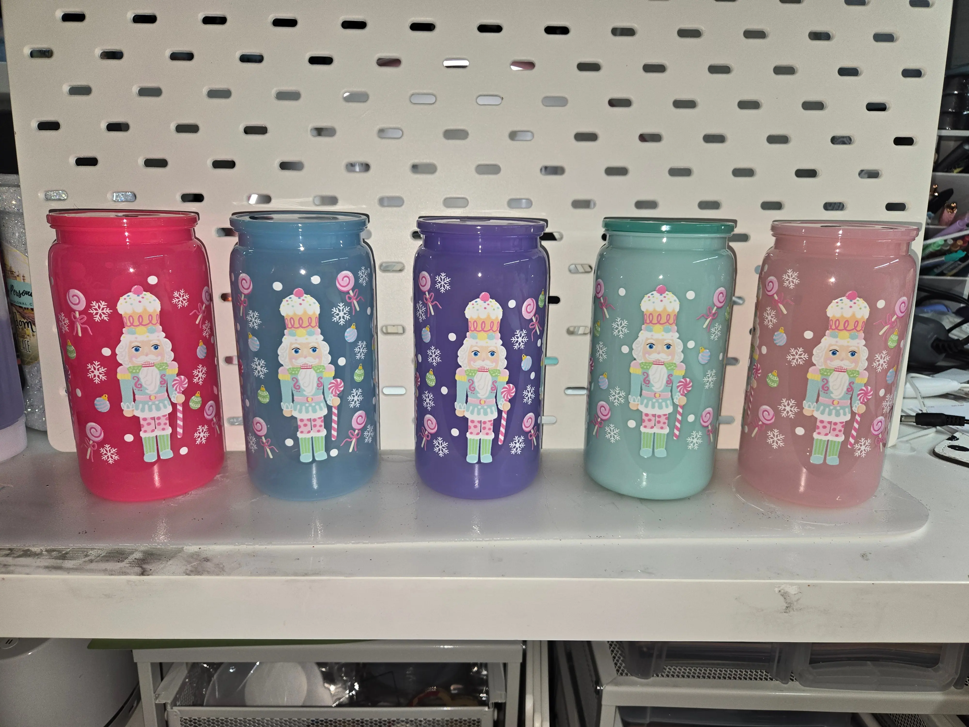 Nutcracker Glass Can Cup | Pastel Christmas Glass Tumbler | Holiday Glass Can | Cute Christmas Drinkware | Nutcracker Cup Gift