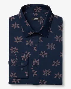Express Slim Floral Wrinkle-Resistant Everyday Performance Dress Shirt