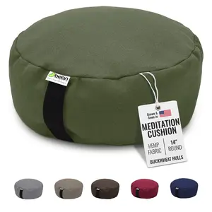 Hemp Zafu Meditation Cushion - 17 oz. Hemp Fabric with Organic Buckwheat Hull fill