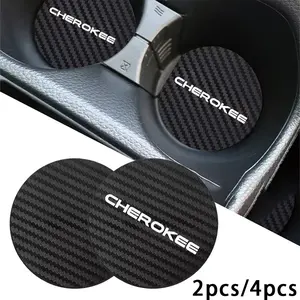 For Jeep Cherokee 2pcs or 4pcs Car Coaster, Water Cup Cushion, Storage Groove, Protect Coaster, Non-Sponge Rubber, Unvulcanized, Cup Coasters For Car