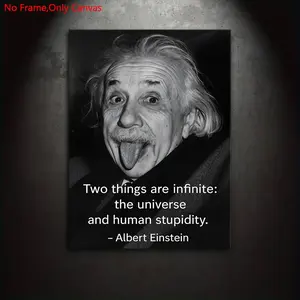 1 piece/set of frameless canvas painting print poster, classic realistic art, Artistic, Meme Albert Einstein, perfect gift for science philosophy culture lovers, ideal gift for bedroom, living room, mural, wall decor