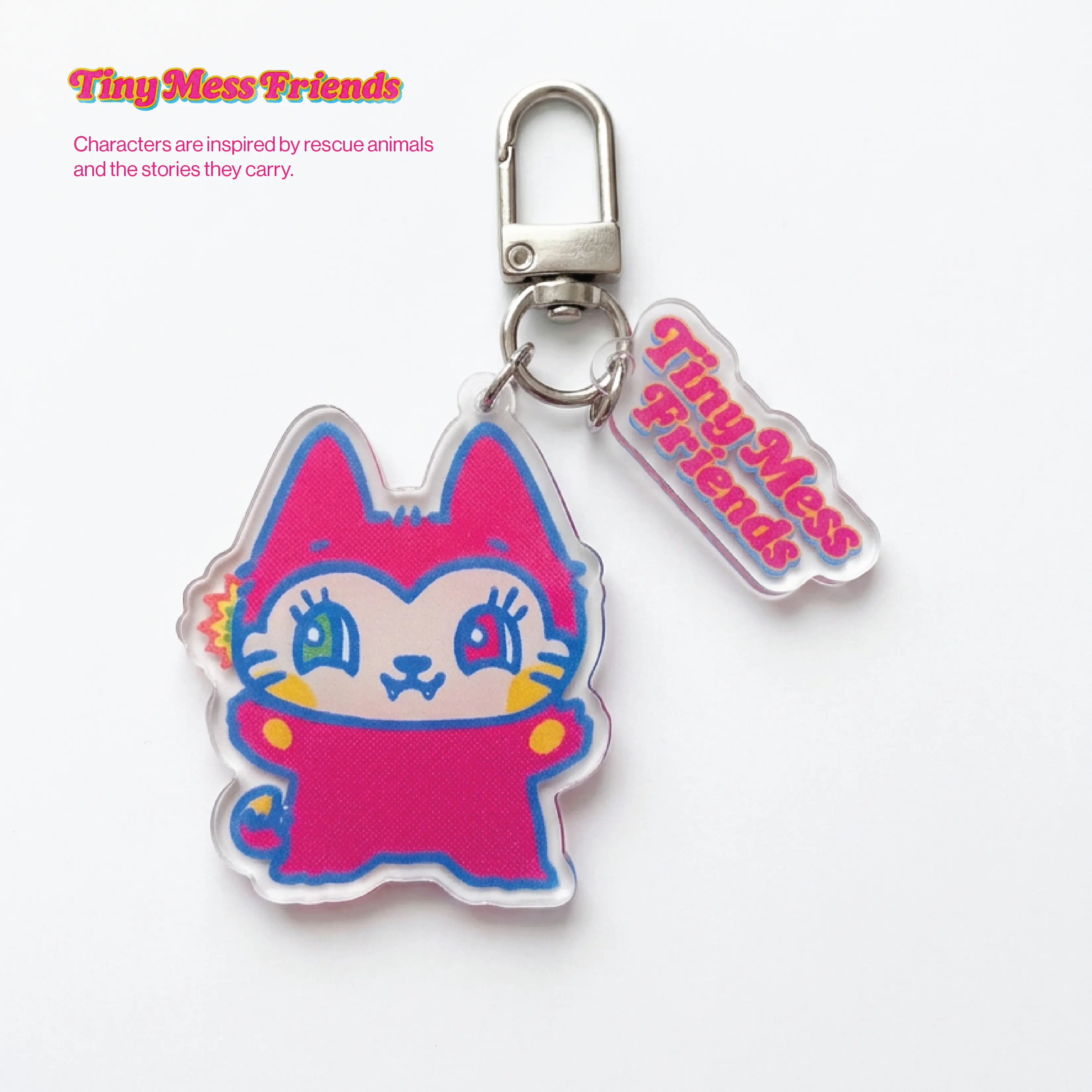 Acrylic Character Keychain Bag Charm | Cute Kawaii Anime Keychain for Backpacks Bags Purses Keys Phone Cases Aesthetic Accessories Collectible Cute Charm by Tiny Mess Friends