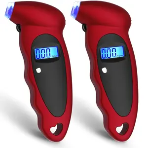 Digital Tire  Gauge 2 Pack - 150 PSI, 4 Settings, Tire Gauge for , , , Bicycle with Backlit LCD and Non-Slip Grip (Red)