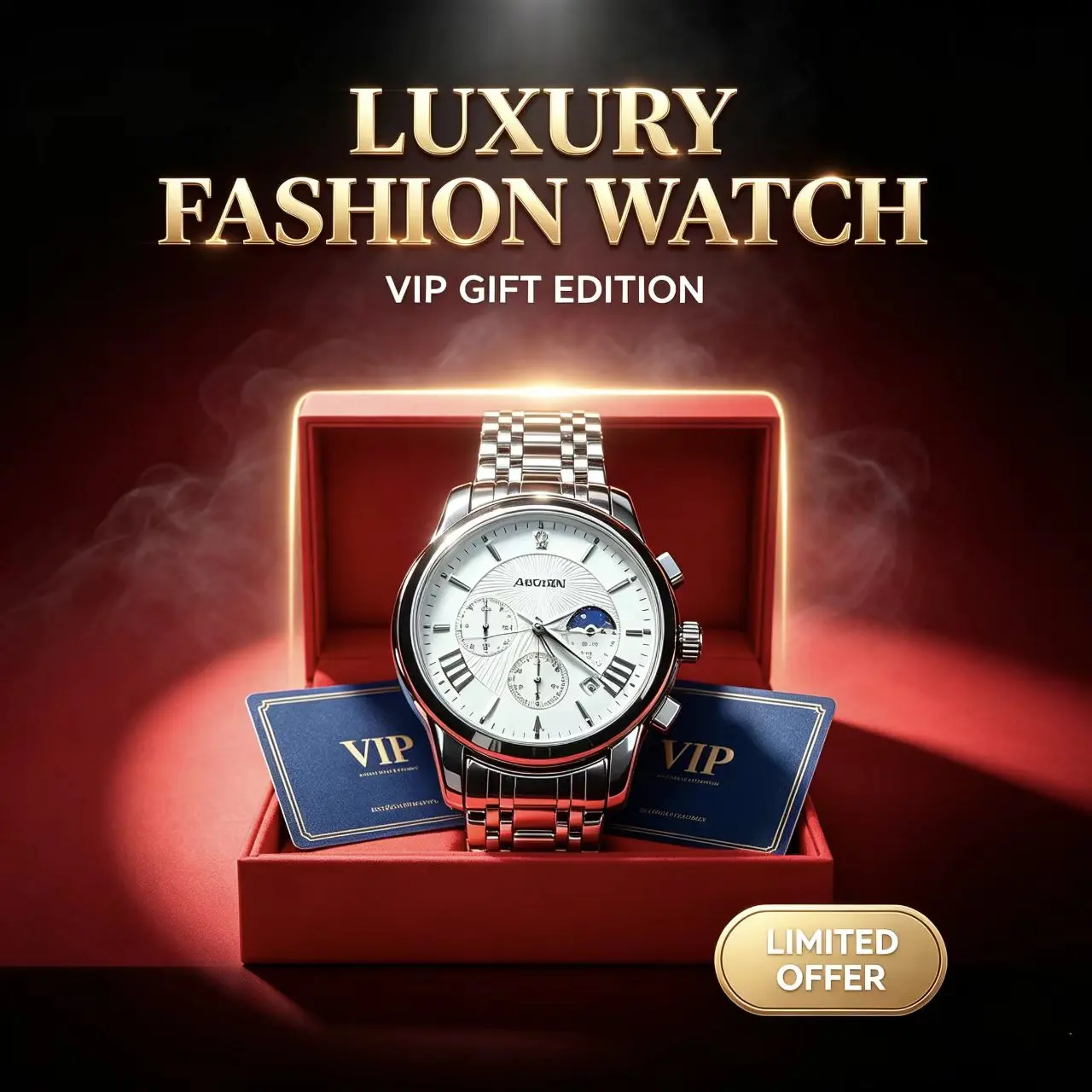 Premium Luxury Wrist Watch, Waterproof Stainless Steel Quartz Watch for Men & Women Gift