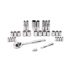 Kobalt 30-Piece Standard (SAE) and Metric Polished Chrome Mechanics Tool Set with Hard Case