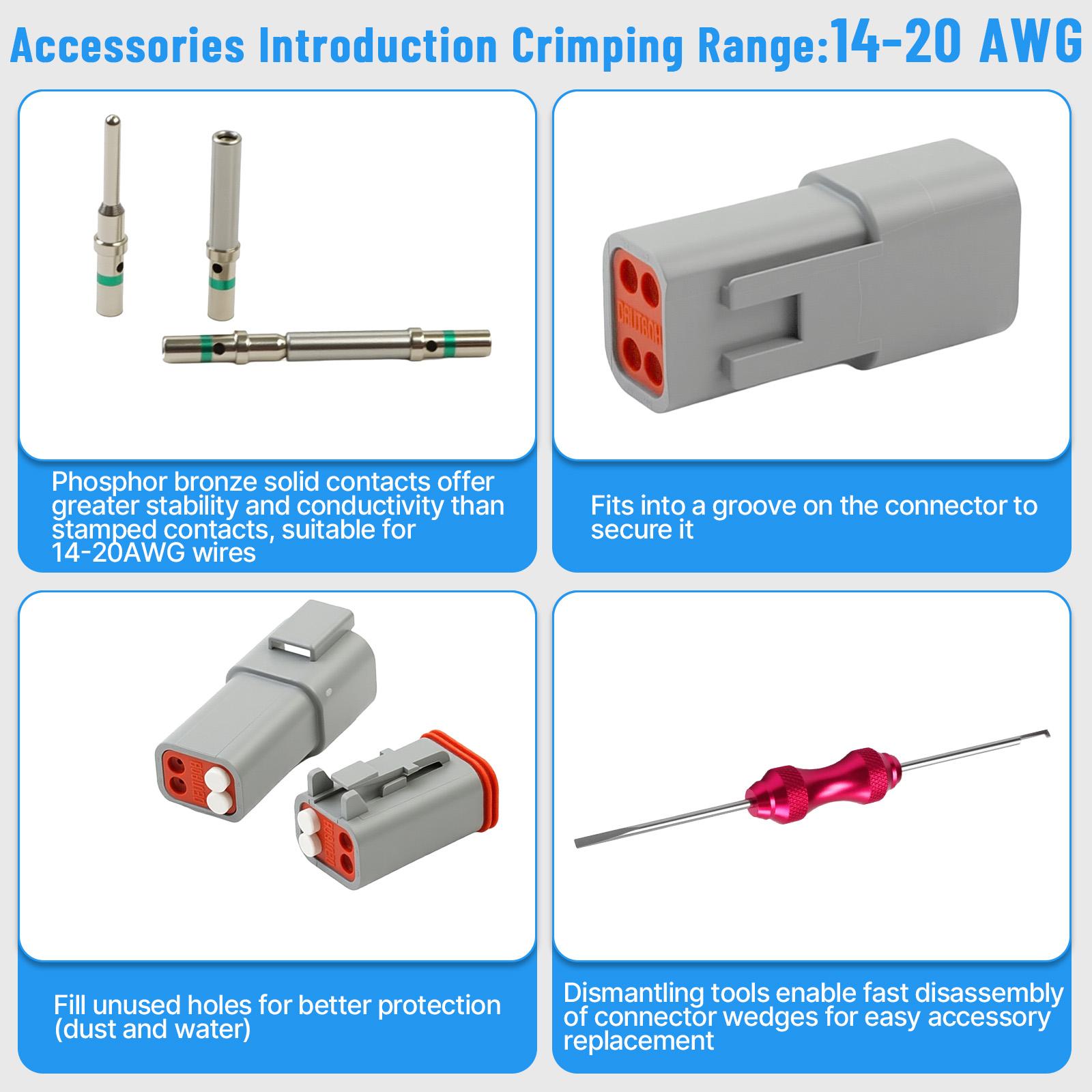 660Pcs Deutsch Connector Kit with Crimping Tools, Waterproof rating IP68 Deutsch Crimp Tool with 2/3/4/6/8/12 Pin DT Connectors, Size 14-20AWG Deutsch Pin Removal Tool