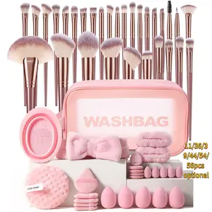 Women's Makeup Tool Set Includes Makeup Brushes, Beauty Sponges, Wash Bag, Perfect Makeup Look, Plastic Frame, Fiber Wool Sponge